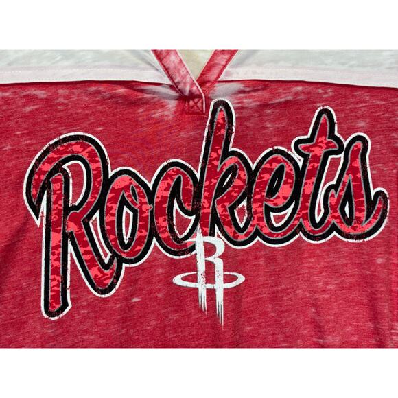 Houston Rockets Women’s V-Neck Burnout Tee 5th & Ocean by New Era Sz S - Picture 14 of 16